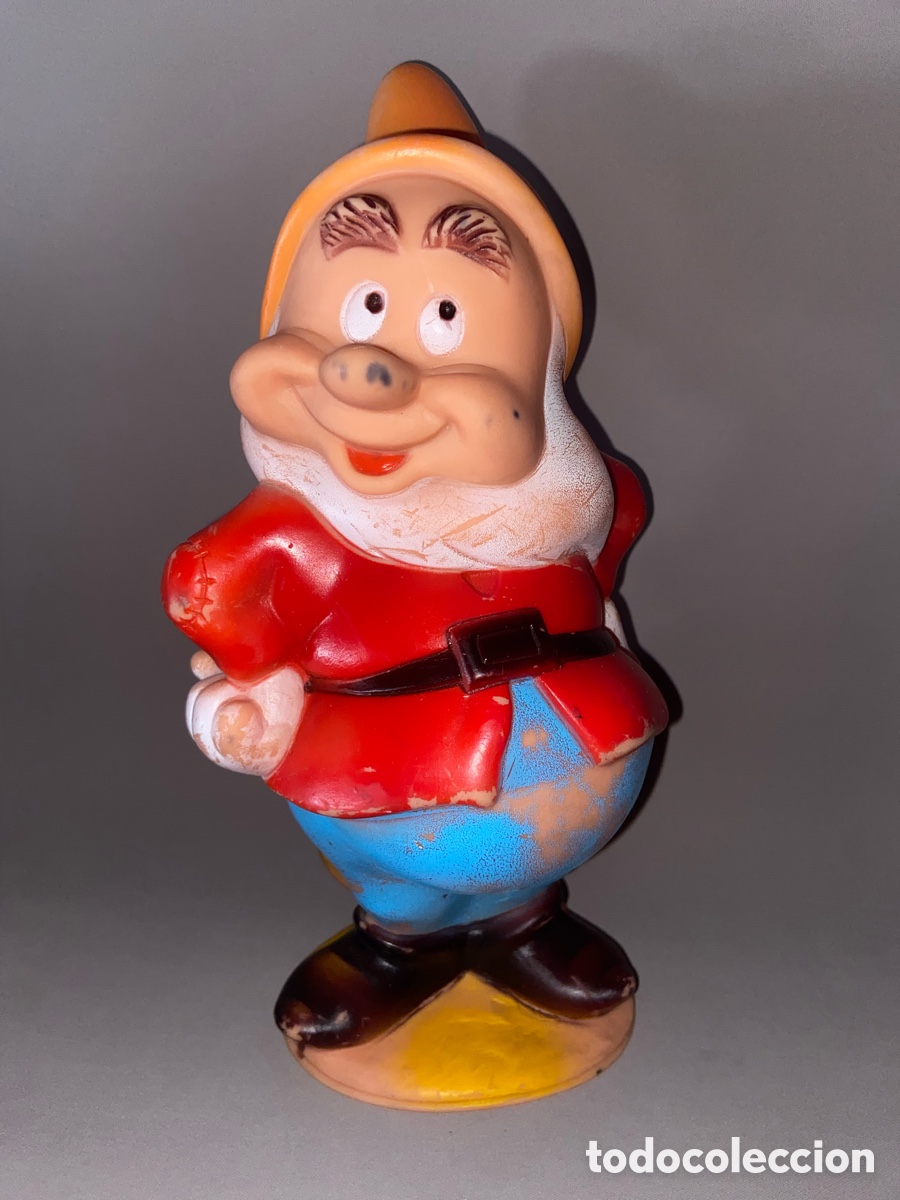 Figuras de goma y PVC: ANTIGUA FIGURA &rdquo; ENANITO &rdquo; DE GOMA - BLANCANIENES Y LOS 7 ENANITOS WALT DISNEY A&Ntilde;OS 60