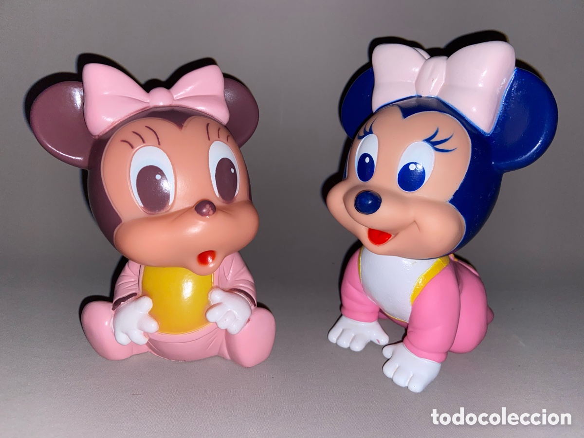 Figuras de goma y PVC: ANTIGUAS 2 FIGURAS &rdquo; MINNIE MOUSE &rdquo; DE GOMA - MICKEY MOUSE WALT DISNEY - LEDRAPLASTIC ARCO