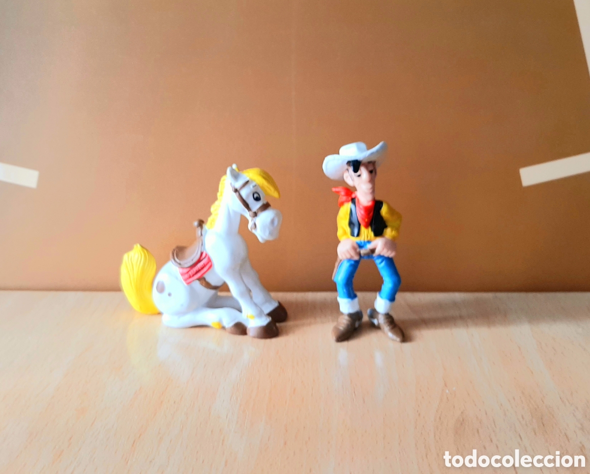 Figuras de goma y PVC: Figuras de Lucky Luke - Schleich Morris Dargaud y el caballo Jolly a&ntilde;os 80