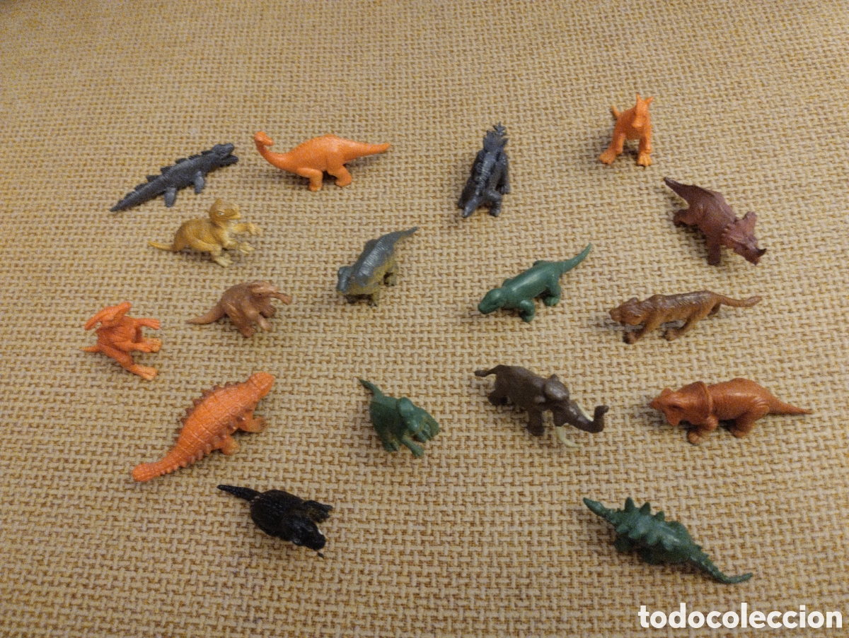 Figuras de goma y PVC: Lote dinosaurios goma miniatura