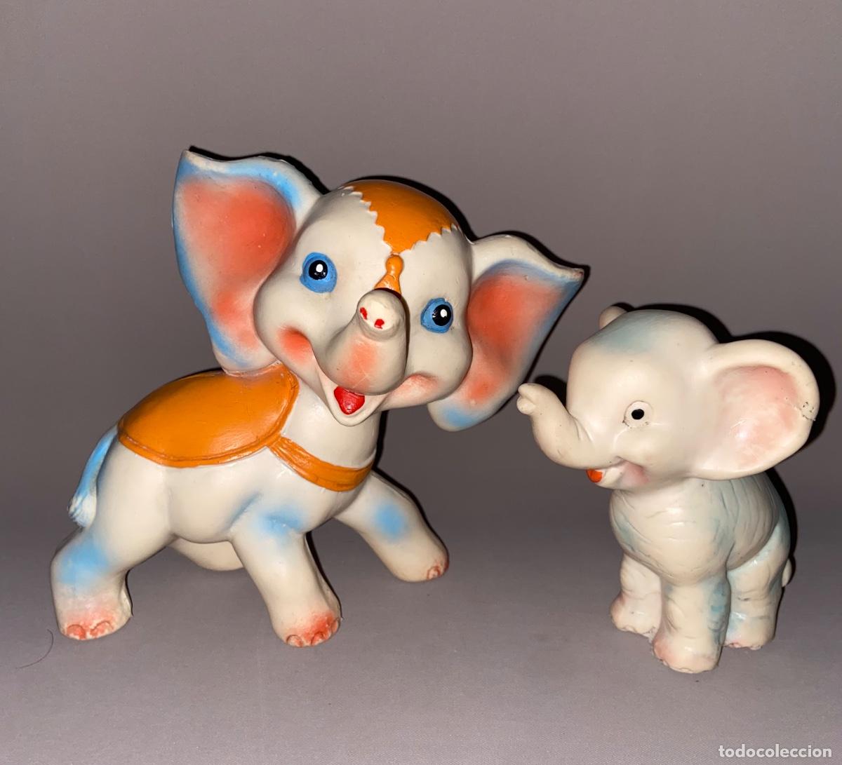 Figuras de goma y PVC: ANTIGUA 2 FIGURAS &rdquo; DUMBO &rdquo; DE GOMA - WALT DISNEY A&Ntilde;OS 70