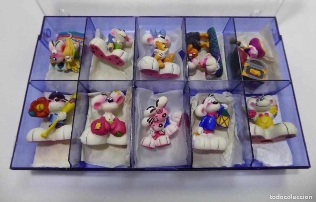 Figuras de goma y PVC: Lote de 10 figuras originales Diddl con expositor &ndash; Colecci&oacute;n vintage &ndash; Muy dif&iacute;ciles de encontra