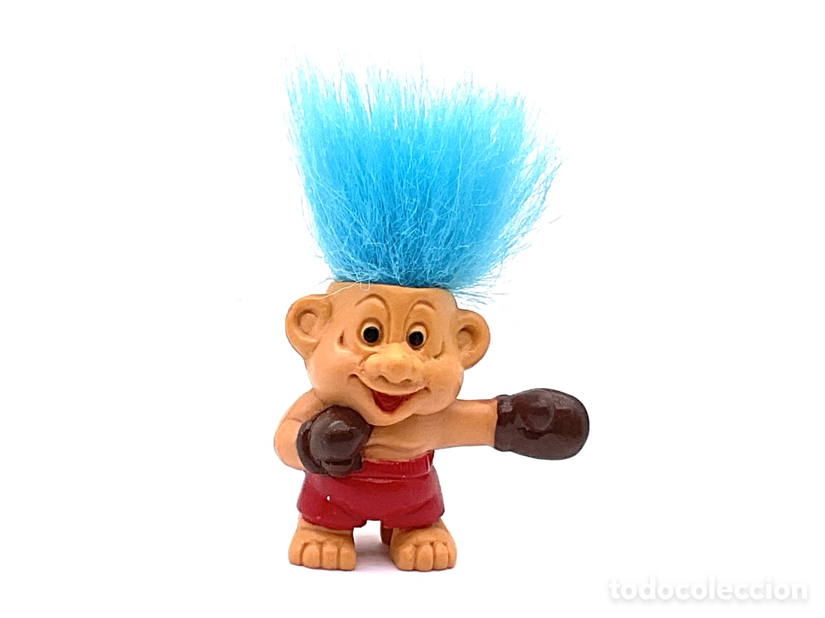 Figuras de goma y PVC: Antigua Figura en Goma de Trol. ( Trolls) Gama Sporty. Boxeador. Promocional de los Cereales Weetos.