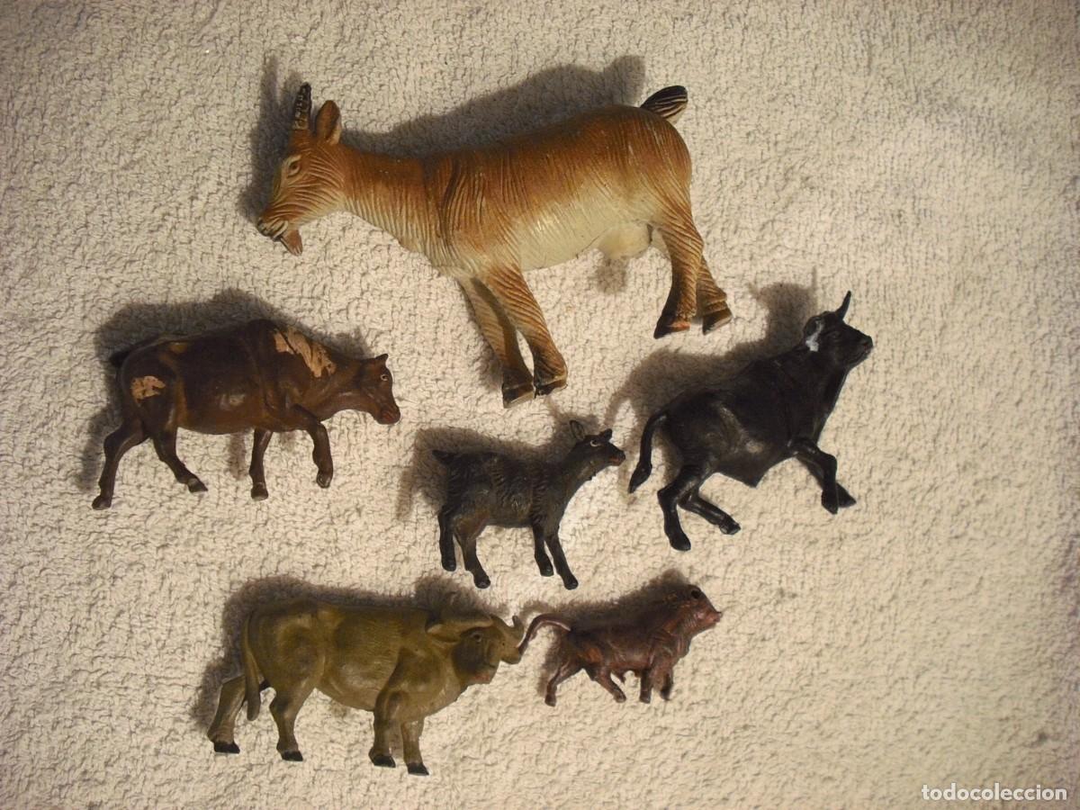 Rubber and PVC Figures: LOTE DE 6 ANIMALES : CABRAS , VACA, TORO ..., PVC