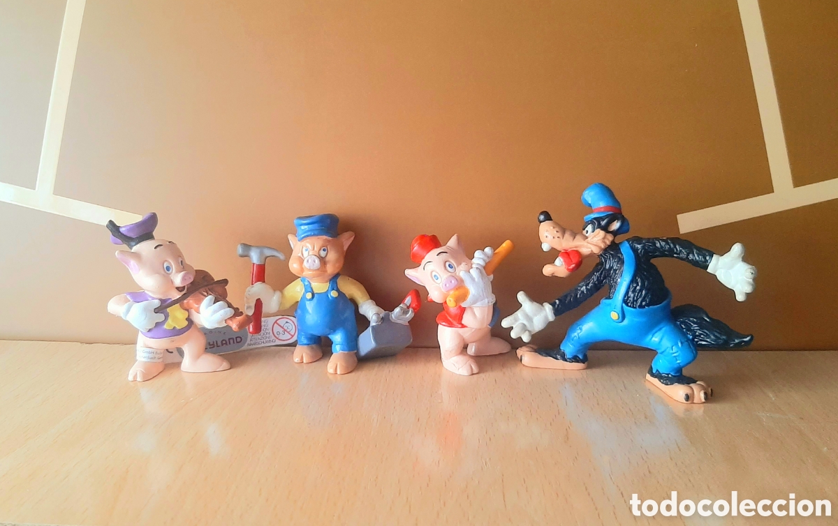 Figuras de goma y PVC: Lote figuras Los Tres cerditos y el lobo feroz - Bullyland