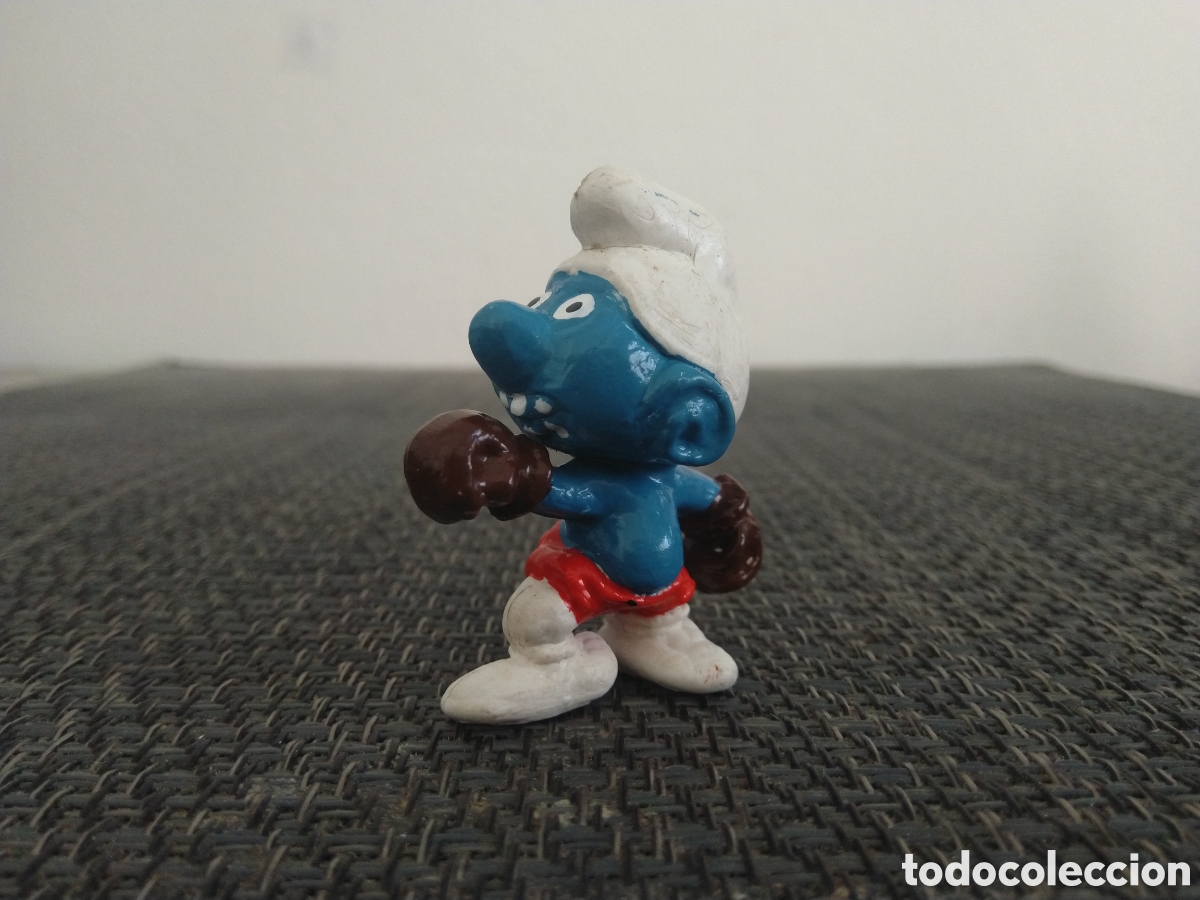 Figuras de goma y PVC: FIGURA PVC PITUFO PITUFINA PEYO GERMANY SMURFS PITUFOS SMURF SCHLUMPF BOXEADOR BOXEO GUANTES PUJIL