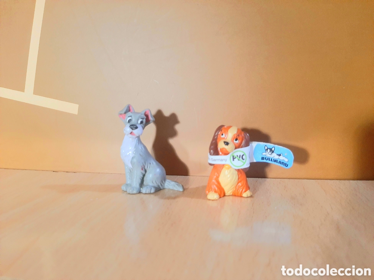 Figuras de goma y PVC: Figuras de la Dama y el Vagabundo Disney Bully Bullyland PVC mu&ntilde;ecos