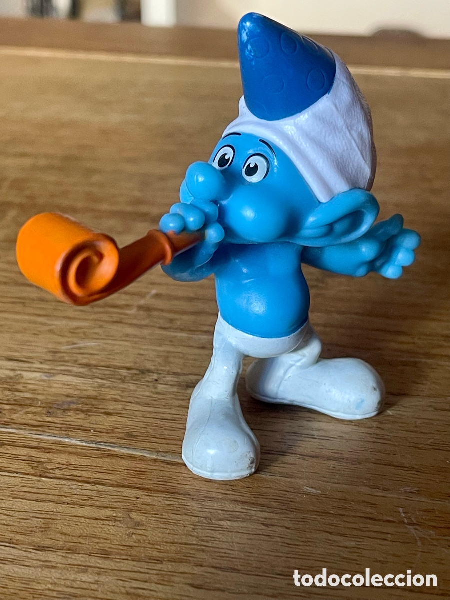 Figuras de Borracha e PVC: Pitufo de colecci&oacute;n 9 cm con trompeta