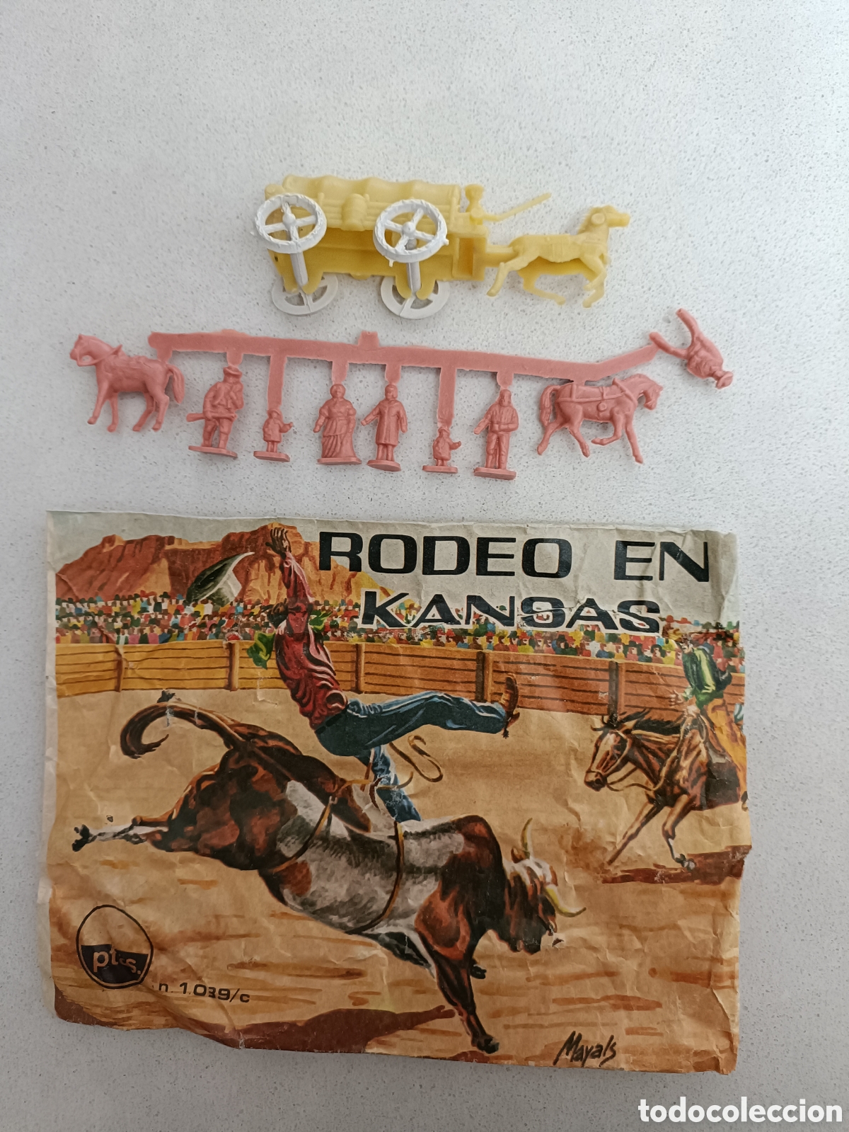 Figuras de goma y PVC: RODEO EN KANSAS - MONTAPLEX - 1039/c - Sobre abierto, colonos y caravana