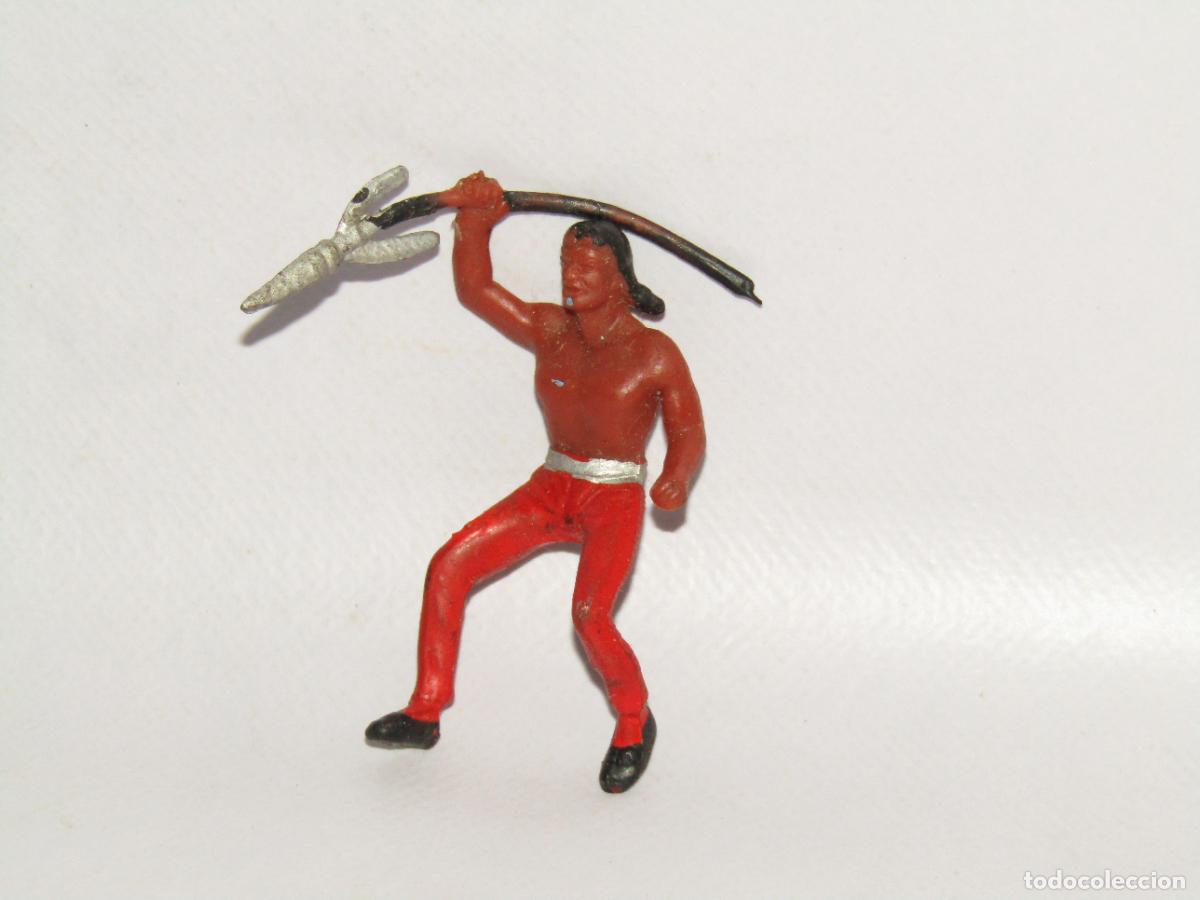 Figuras de goma y PVC: Antiguo Indio en Goma Marcado HEIMO - A&ntilde;o 1980s.