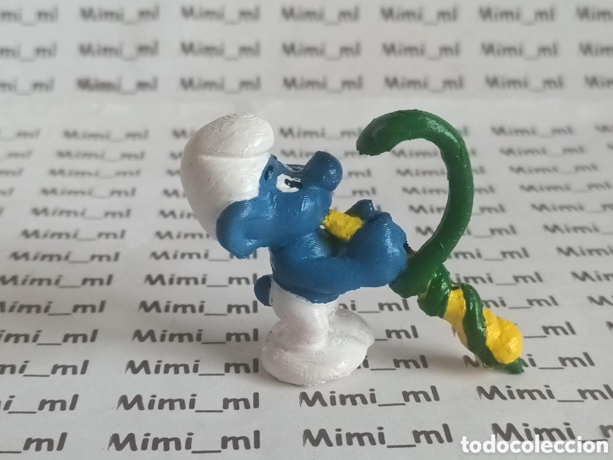 Figuras de goma y PVC: Figura pitufo faquir en impresora 3d flauta con serpiente