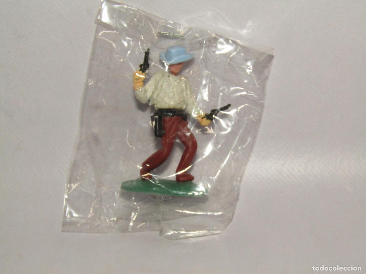Figuras de goma y PVC: Antiguo Vaquero Cowboy Montable en Pl&aacute;stico Made in Hong Kong - A&ntilde;o 1970-80s.