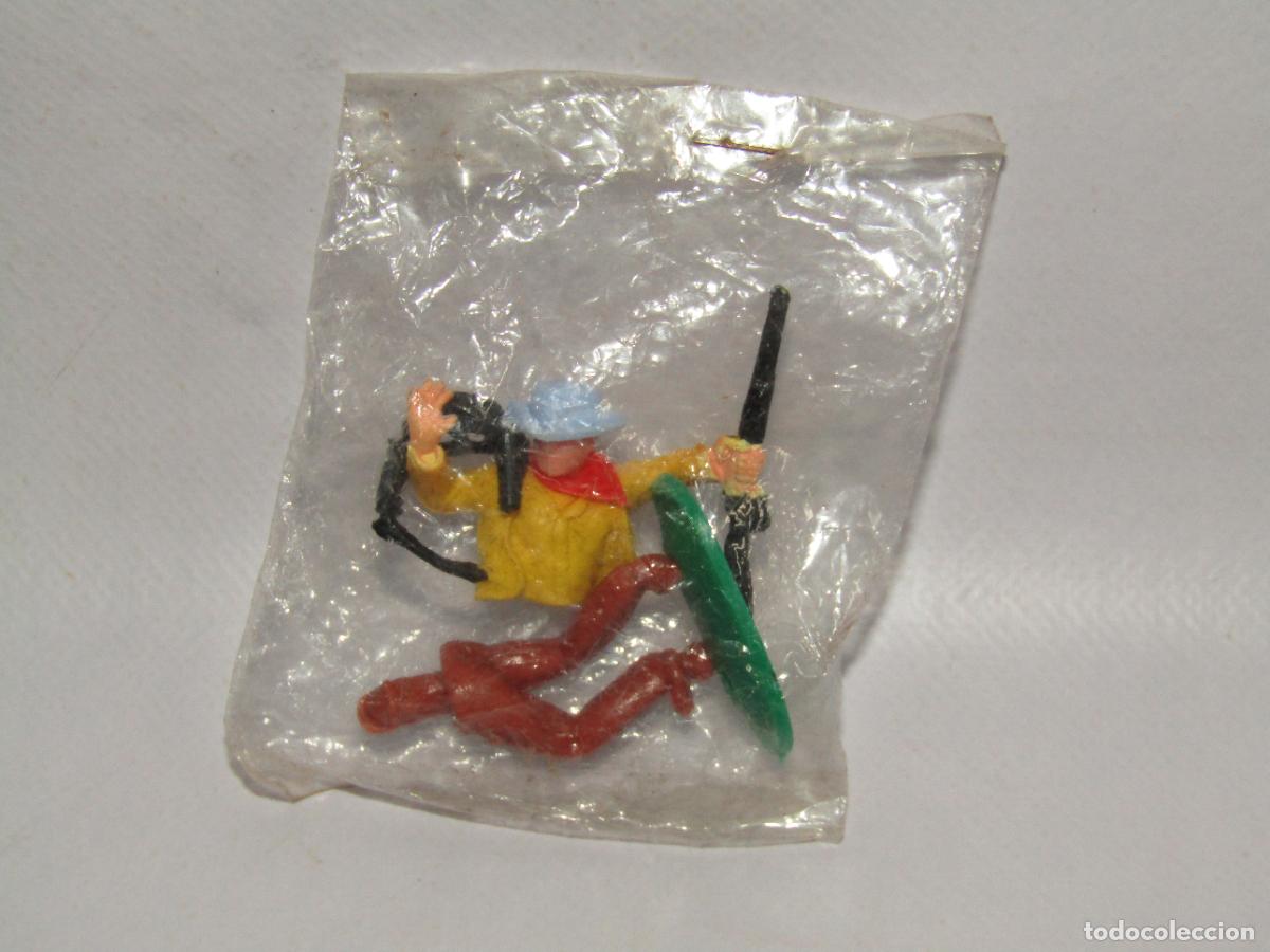 Figuras de goma y PVC: Antiguo Vaquero Cowboy Montable en Pl&aacute;stico Made in Hong Kong - A&ntilde;o 1970-80s.