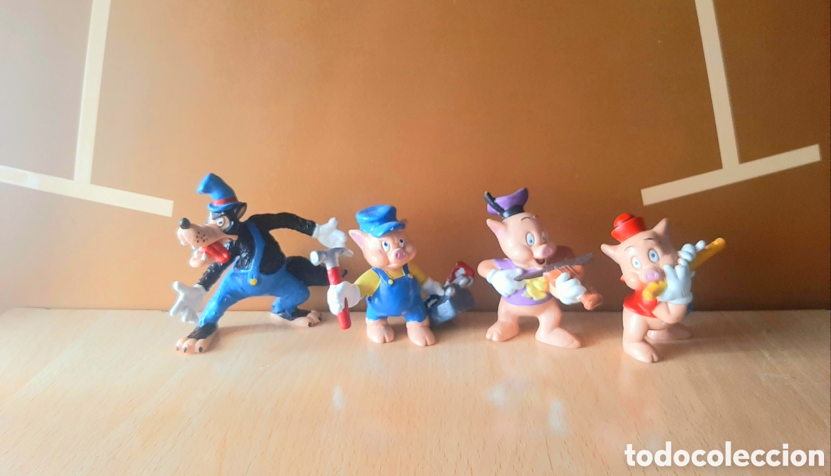 Figuras de goma y PVC: Lote figuras Los Tres cerditos y el lobo feroz - Bullyland