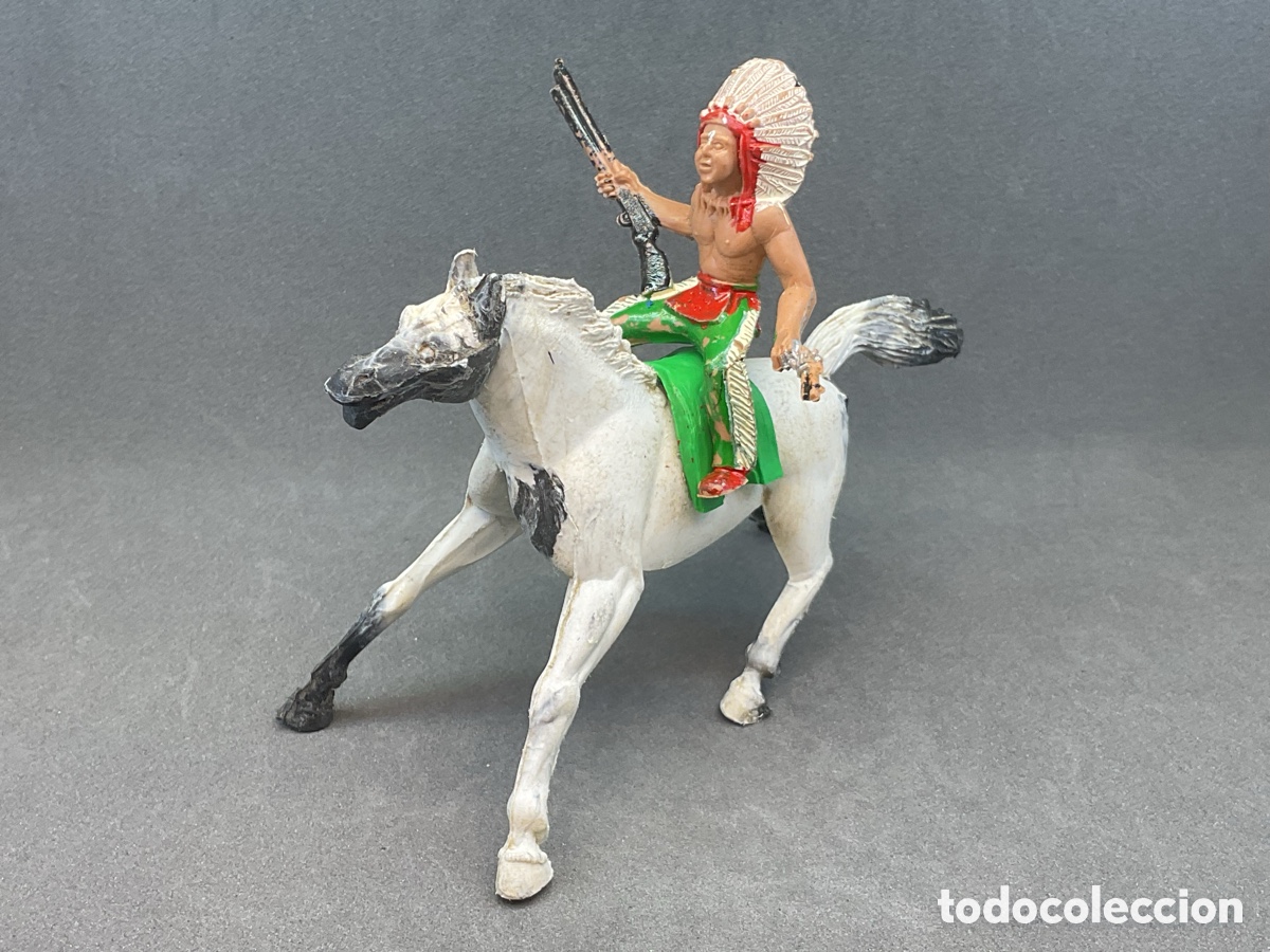Figuras de goma y PVC: ANTIGUAS FIGURAS DEL OESTE . GUERRERO INDIO A CABALLO DE M.SOTORRES