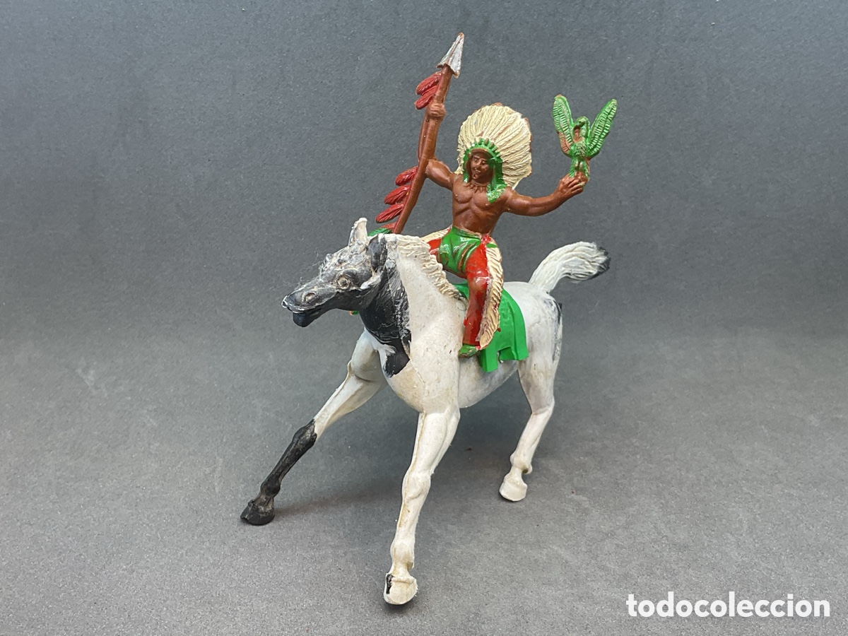 Figuras de goma y PVC: ANTIGUAS FIGURAS DEL OESTE . GUERRERO INDIO A CABALLO DE M.SOTORRES