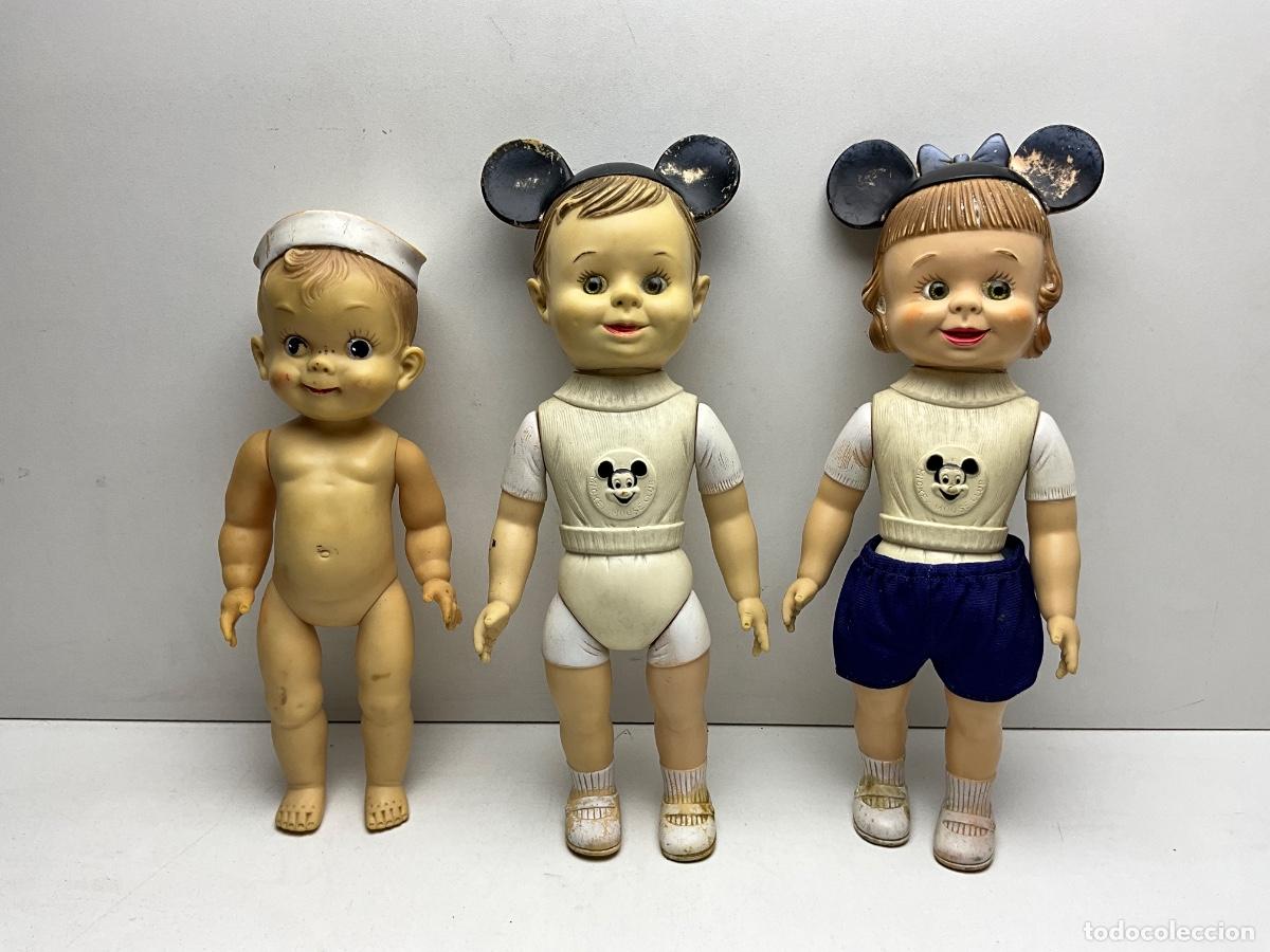 Rubber and PVC Figures: LOTE DE TRES MU&Ntilde;ECOS DE GOMA DE WALT DISNEY - MICKEY AMERICAN BOY - MICKEY MOUSE CLUB - A&Ntilde;OS 50-60