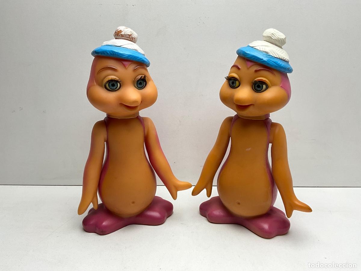 Figuras de goma y PVC: LOTE DE DOS MU&Ntilde;ECOS DE GOMA PETETE - CON OJOS DURMIENTES - A&Ntilde;OS 60