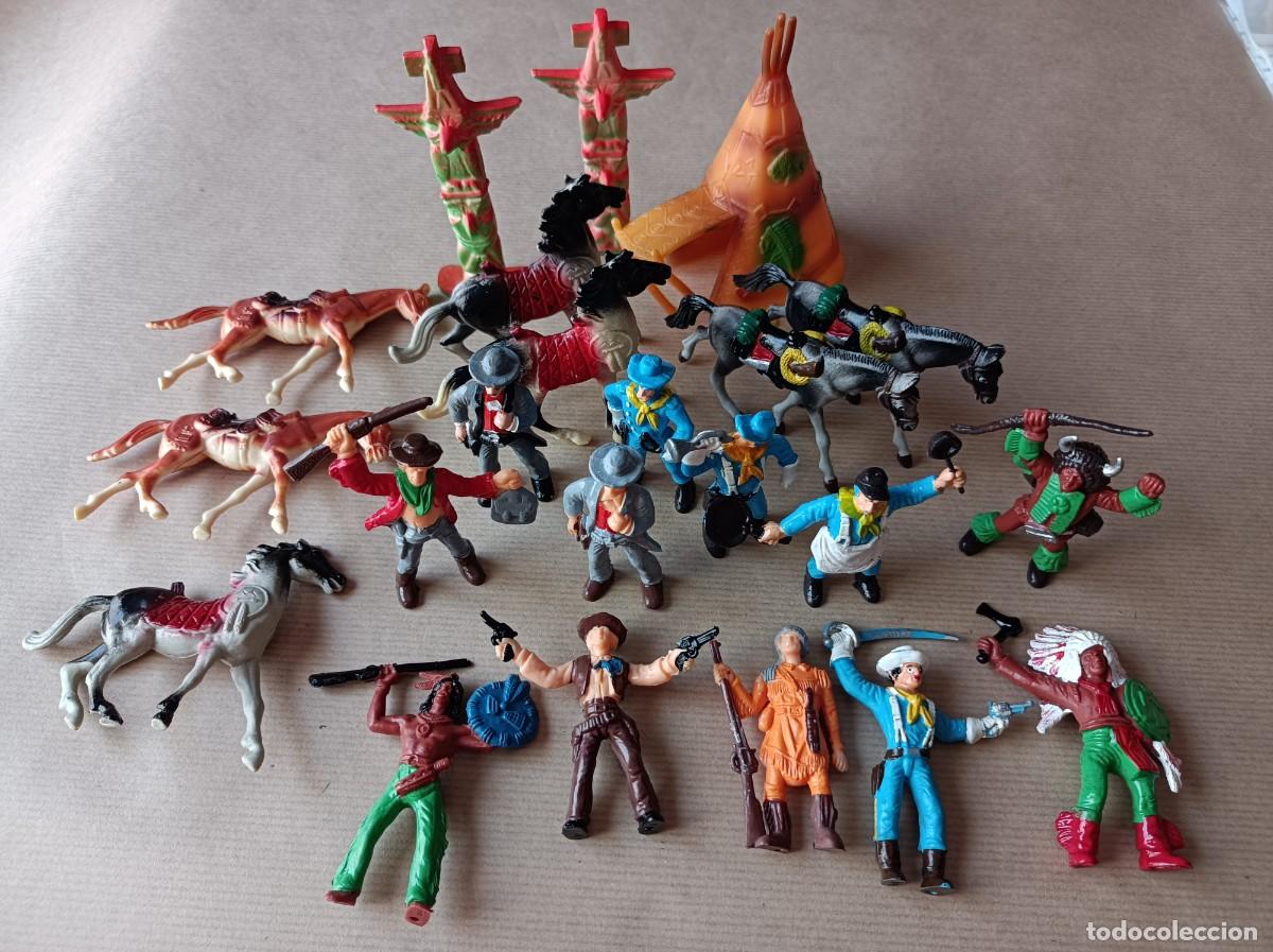 Figuras de goma y PVC: FIGURAS DE GOMA SERIE OESTE VAQUEROS INDIOS CABALLER&Iacute;A FABRICANTE COMANSI