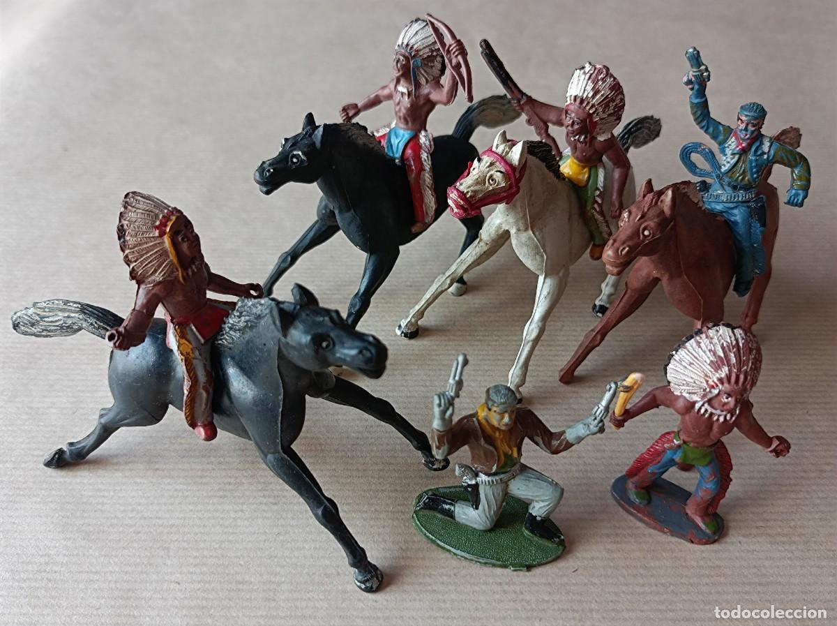 Figuras de goma y PVC: FIGURAS DE GOMA SERIE OESTE INDIOS Y VAQUEROS FABRICANTE SOTORRES