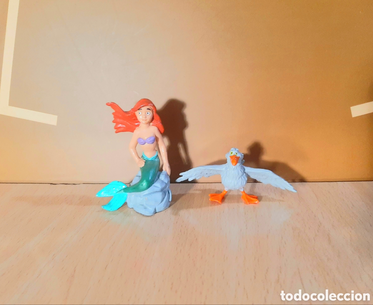 Figuras de goma y PVC: Figuras de la Sirenita Ariel Bully y gaviota Disney