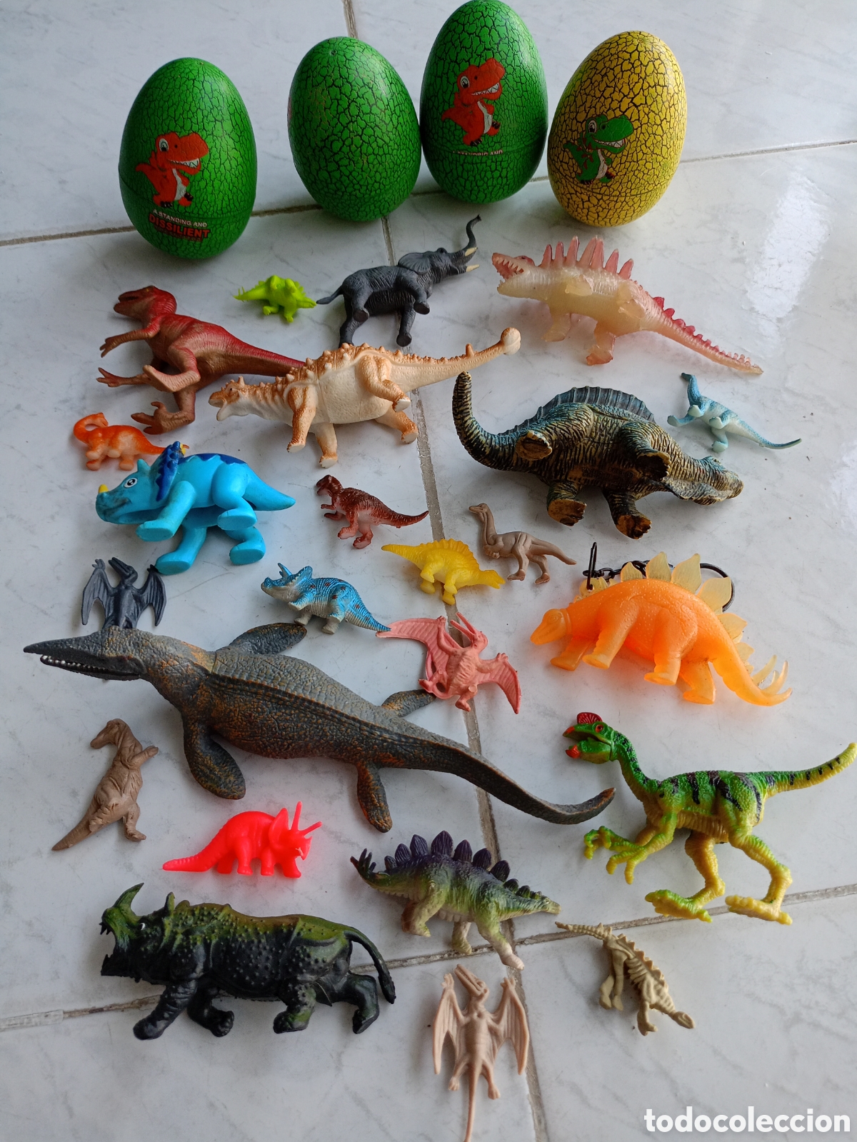Figuras de goma y PVC: Grand&iacute;simo lote de figuras animales prehist&oacute;ricos dinosaurios