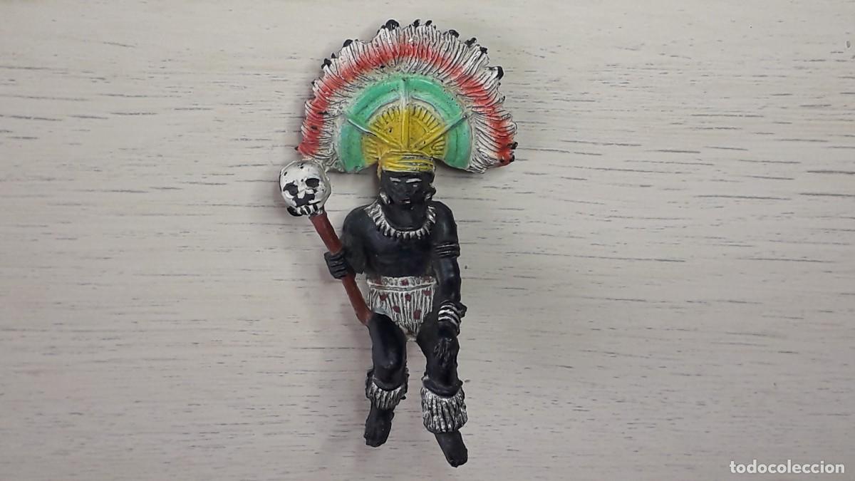 Figuras de goma y PVC: Rey Jefe Guerrero negro Kakuana Safari &Aacute;frica, fabricado en goma, Pech PH Spain, original a&ntilde;os 50-60