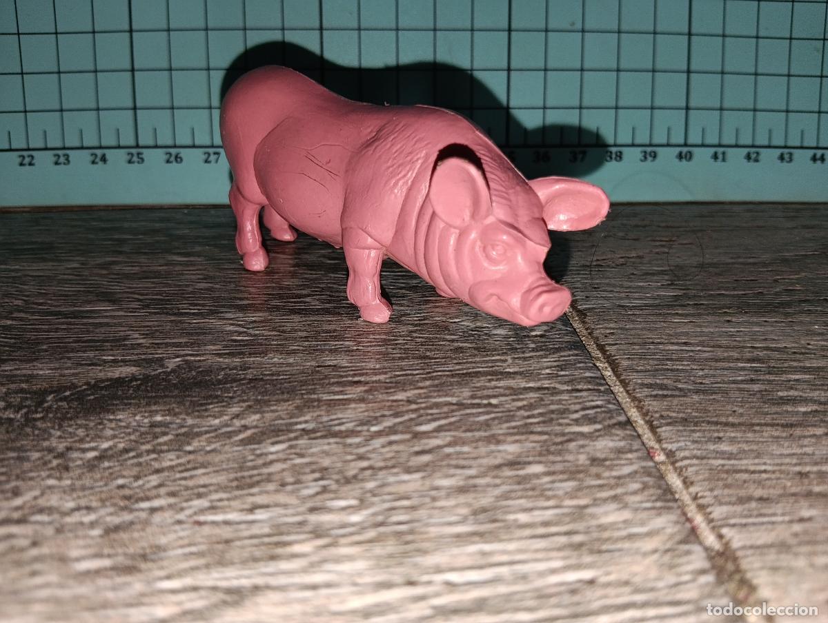 Figuras de goma y PVC: Antigua figura Cerdo animales granja vintage a&ntilde;os 70-80