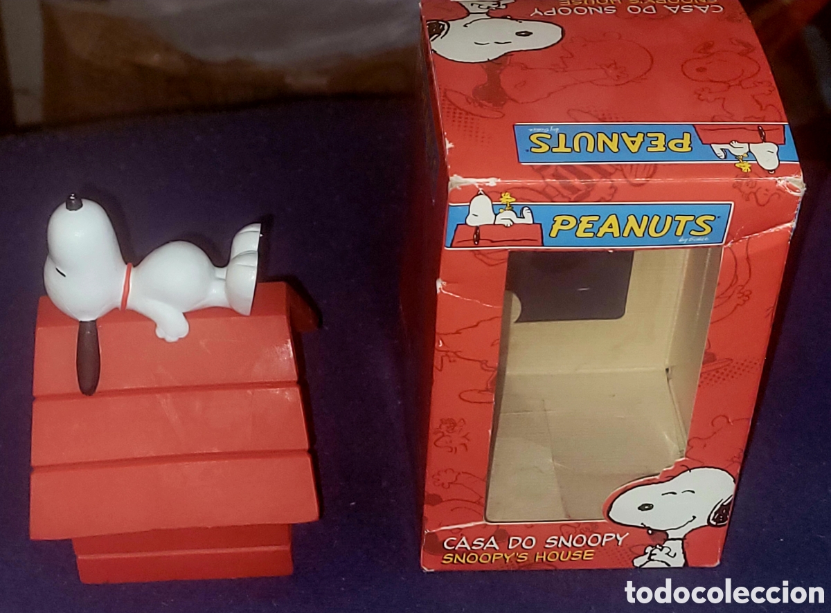 Figuras de goma y PVC: Bonita figura pvc goma casa Snoopy Peanuts + caja marca Maia Borges Portugal