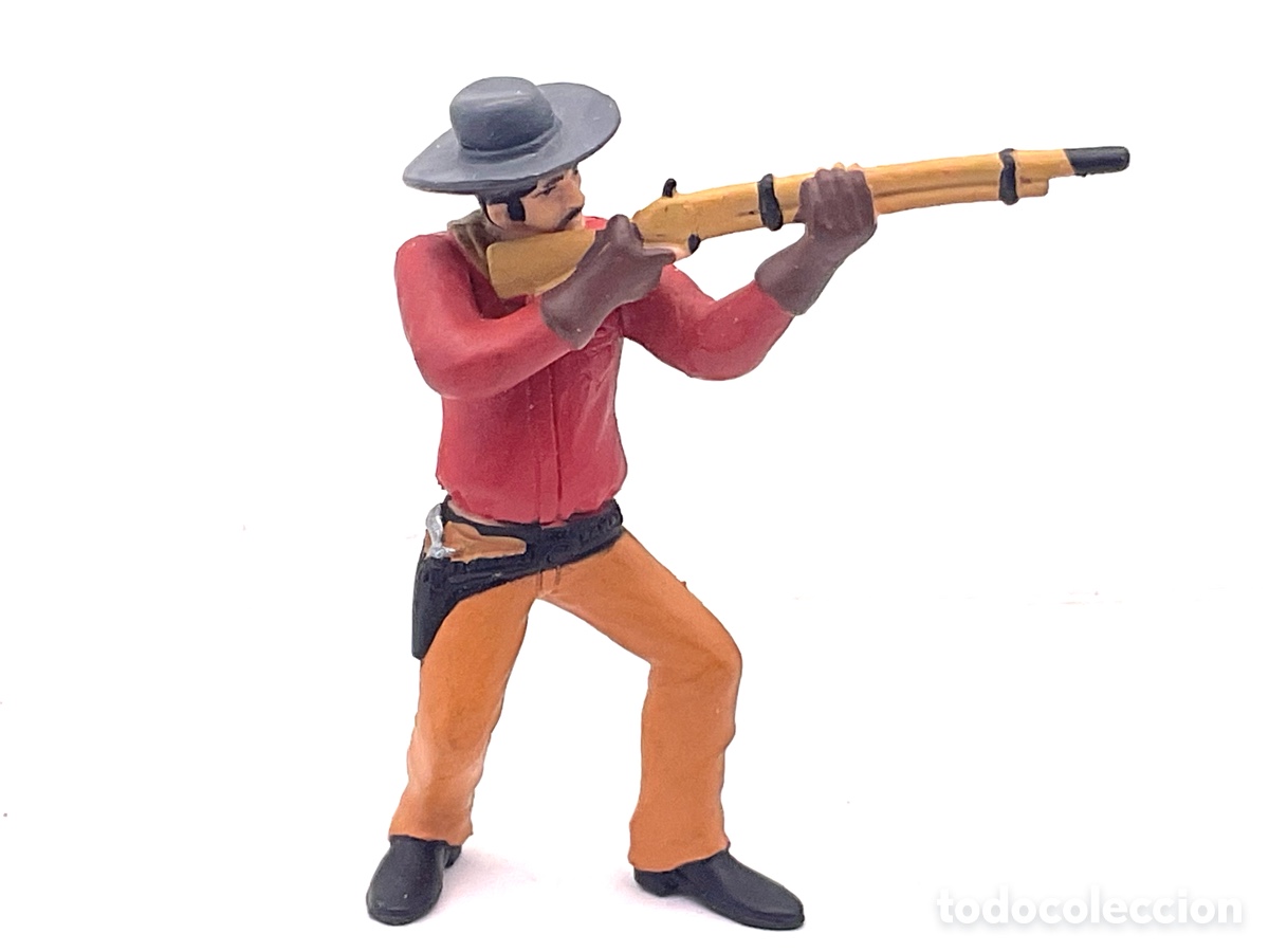 Figuras de goma y PVC: Figura del Oeste Comansi. Cowboy, con F&uacute;sil. IV Epoca de Comansi.