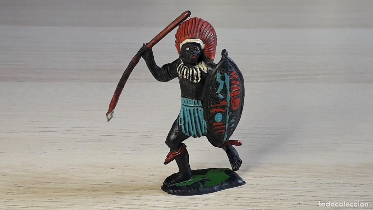 Figuras de goma y PVC: Guerrero negro Safari &Aacute;frica, fabricado en goma, Teixid&oacute; Spain tipo Pech, original a&ntilde;os 50-60.