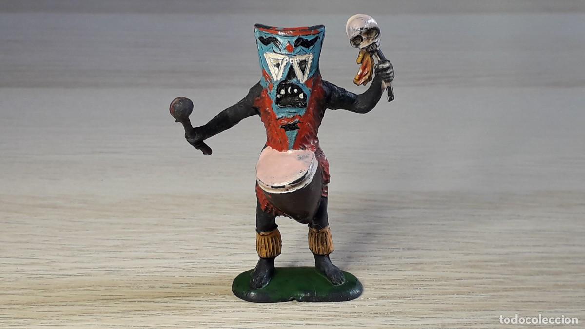 Figuras de goma y PVC: Hechicero negro Safari &Aacute;frica, fabricado en goma, Teixid&oacute; Spain tipo Pech, original a&ntilde;os 50-60.