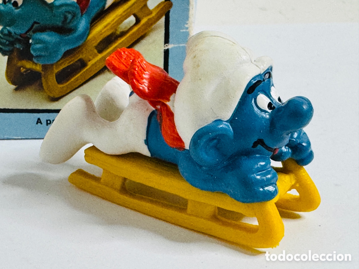 Figuras de goma y PVC: Pitufo en Trineo en caja - Foto 7
