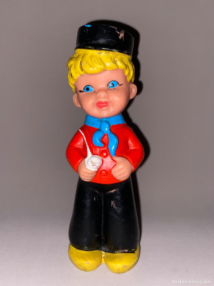 Figuras de goma y PVC: ANTIGUA FIGURA &ldquo; NI&Ntilde;O CON PIPA &ldquo; DE GOMA A&Ntilde;OS 70