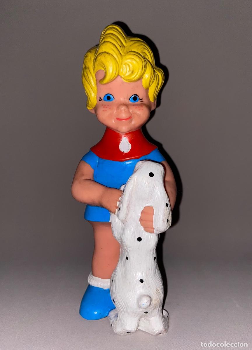 Figuras de goma y PVC: ANTIGUA FIGURA &ldquo; NI&Ntilde;A CON PERRO &ldquo; DE GOMA A&Ntilde;OS 70