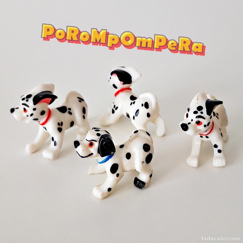 Figuras de goma y PVC: LOTE X4 PERROS DE PL&Aacute;STICO R&Iacute;GIDO SIMILAR 101 D&Aacute;LMATAS DISNEY (A&Ntilde;OS 80-90?)