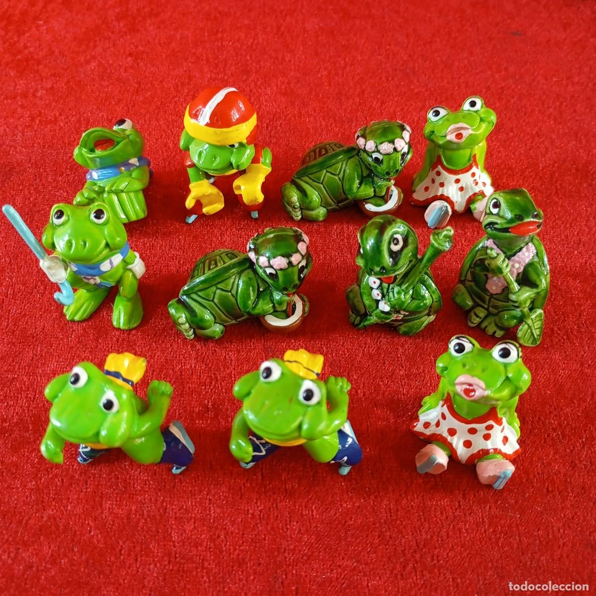 Figuras de goma Kinder: LOTE DE 11 FIGURAS DE PVC - COLECCI&Oacute;N &rdquo;RANOPL&Agrave;&rdquo; - FERRERO KINDER SORPRESA -APROX 3,5 X 2,5 CM / 2050