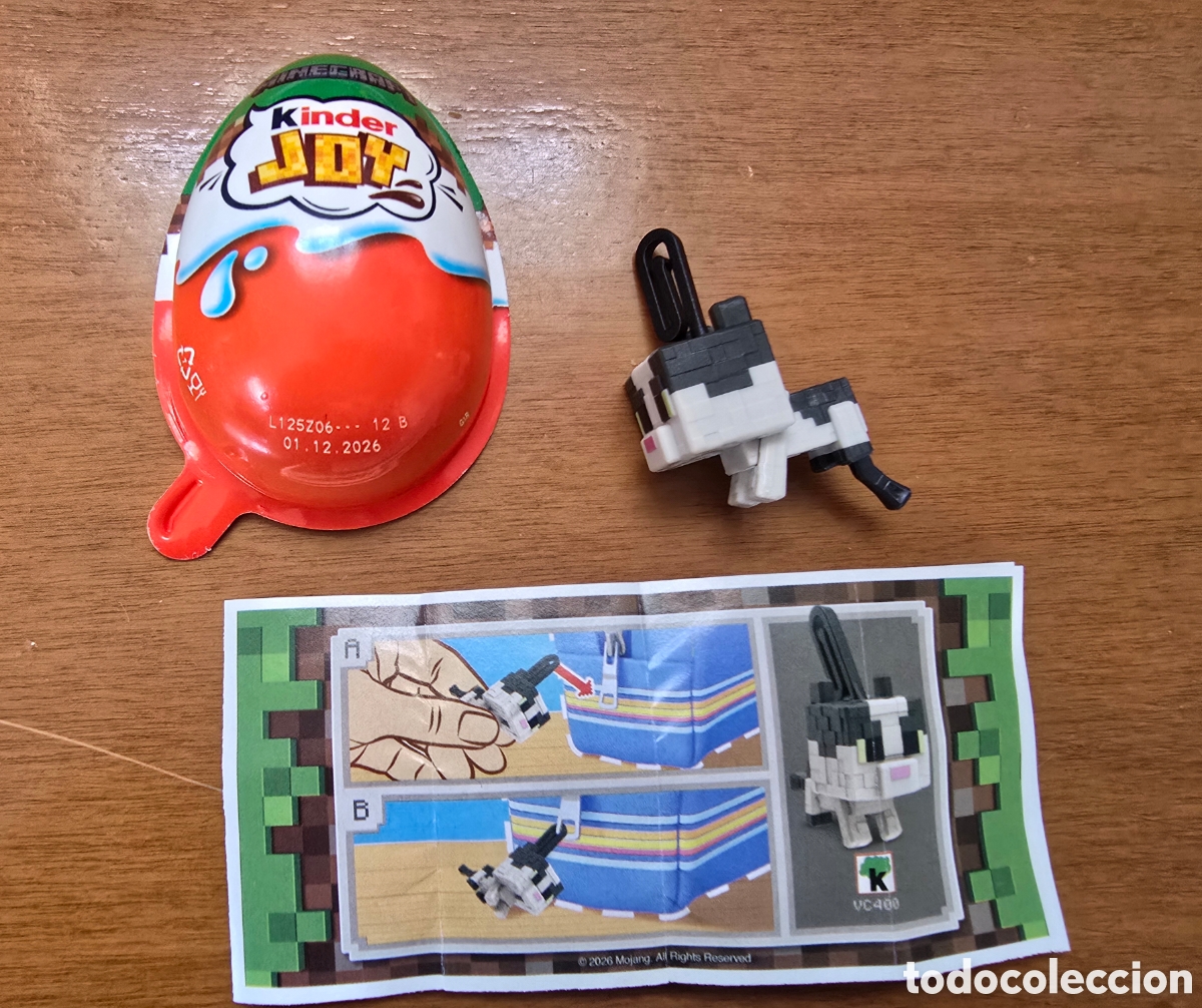 Figuras de goma Kinder: Figura kinder Joy VC400 Minecraft gato + bpz mu&ntilde;eco colecci&oacute;n sorpresa premium