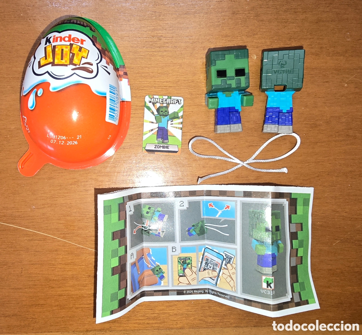 Figuras de goma Kinder: Figura kinder Joy VC310 Minecraft zombie zombi + bpz mu&ntilde;eco colecci&oacute;n sorpresa premium
