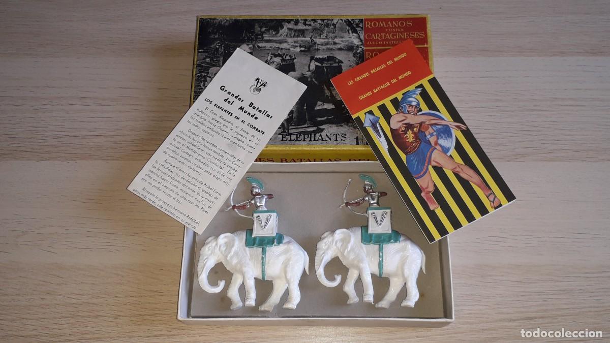 Figuras de goma y PVC: Elefantes Cartagineses, pl&aacute;stico, GBM Batalla de Zama, Rojas y Malaret Spain tipo Jecsan, a&ntilde;os 60.