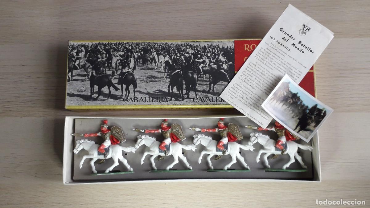 Figuras de goma y PVC: Romanos caballer&iacute;a, pl&aacute;stico, GBM Batalla del Metauro, Rojas y Malaret Spain tipo Jecsan, a&ntilde;os 60.