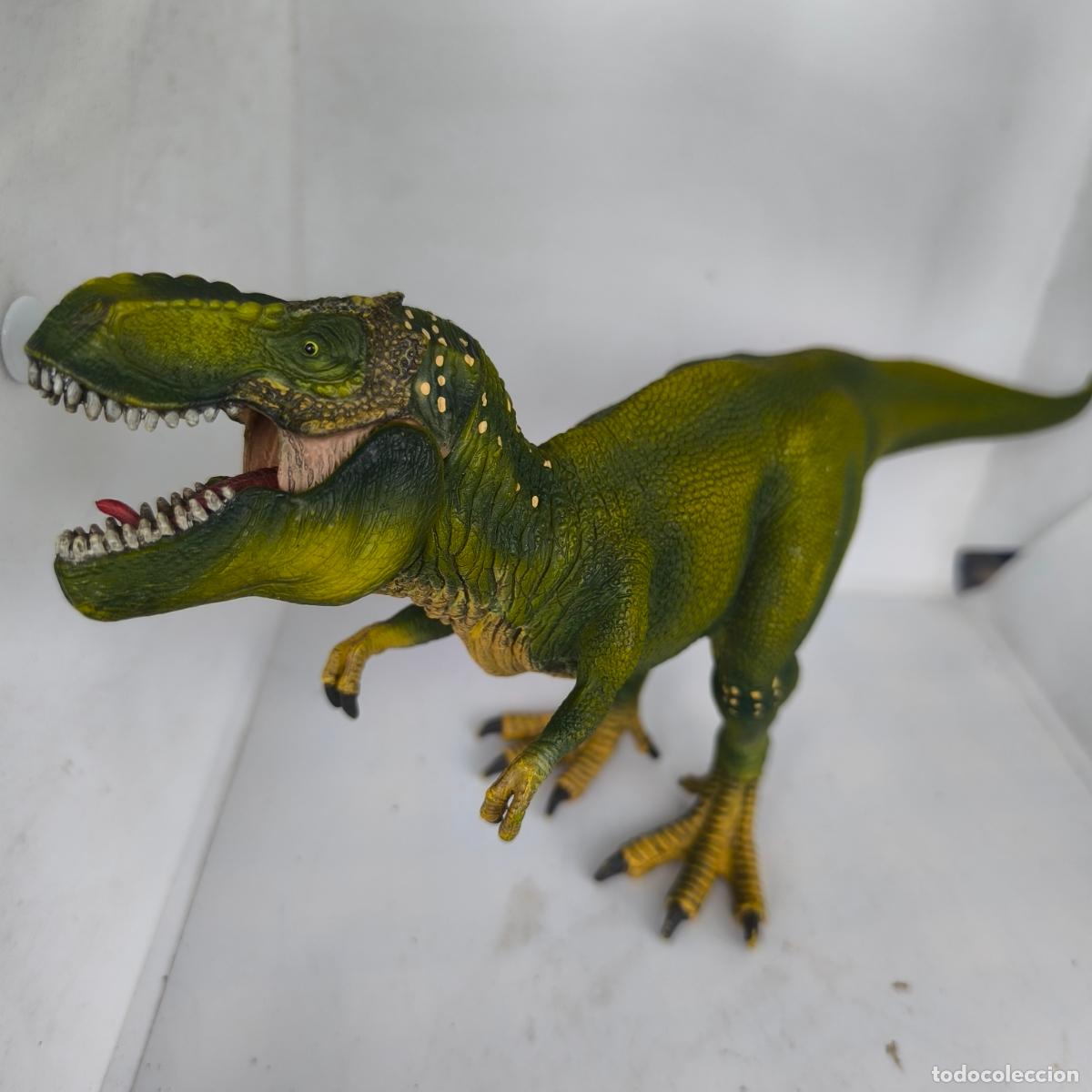 Figuras de goma y PVC: Figura dinosaurio T-Rex Tyrannosaurus Rex 2011 Schleich verde mand&iacute;bula