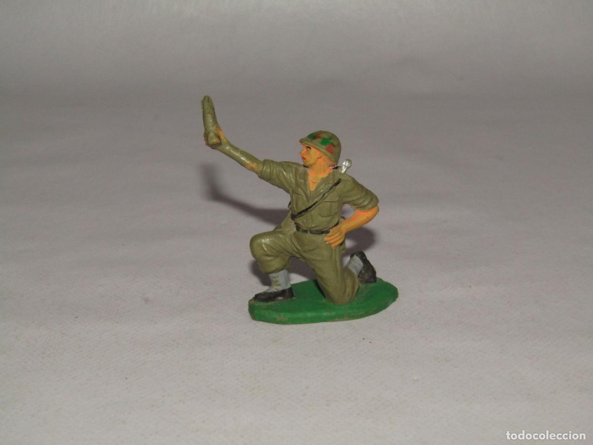 Figuras de goma y PVC: Antigua Figura Servidor de Mortero Serie AMERICANOS EN COMBATE en Goma de PECH Hermanos
