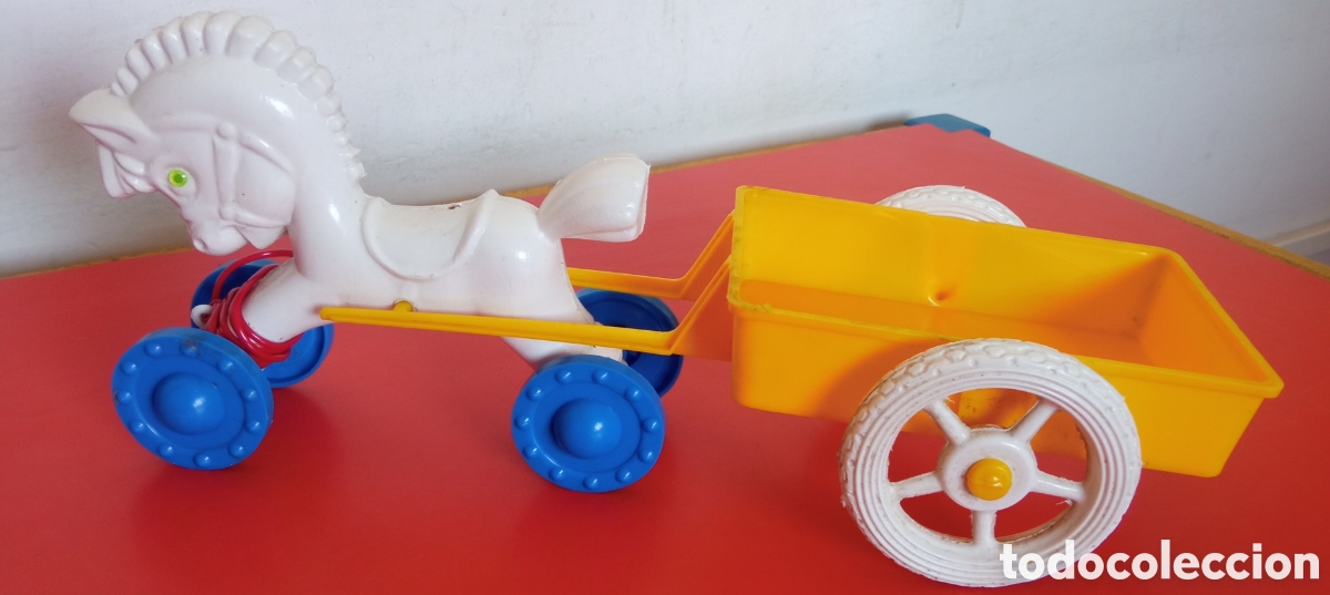 Figuras de goma y PVC: ARRASTRE CABALLITO CON CARRO.COLOMER 70'S.NUEVO.