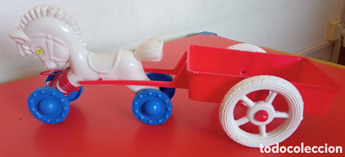 Figuras de goma y PVC: ARRASTRE CABALLITO CON CARRO.COLOMER 70'S.NUEVO.
