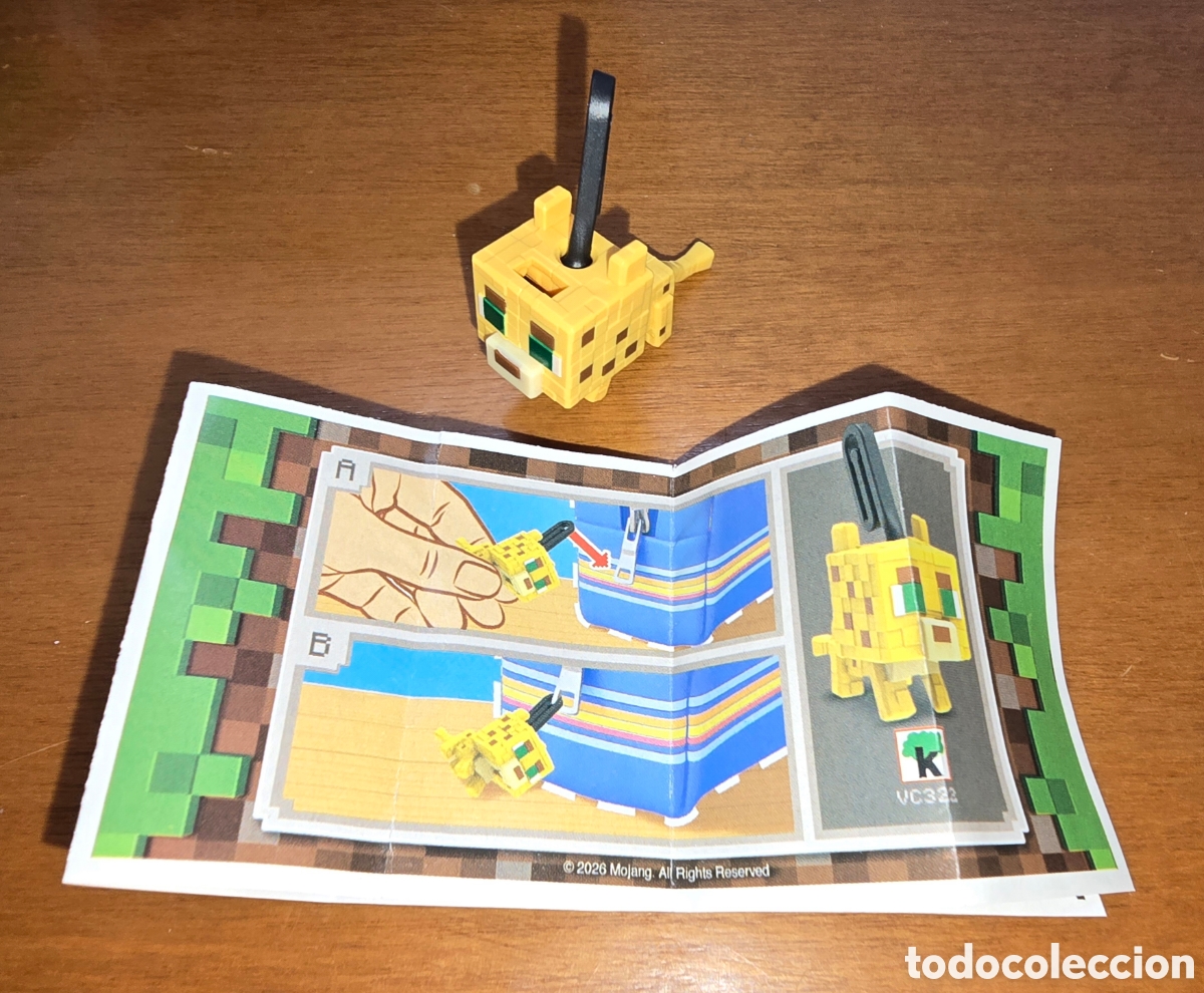 Figuras de goma Kinder: Figura kinder Joy VC322 Minecraft Ocelote + bpz mu&ntilde;eco colecci&oacute;n sorpresa premium