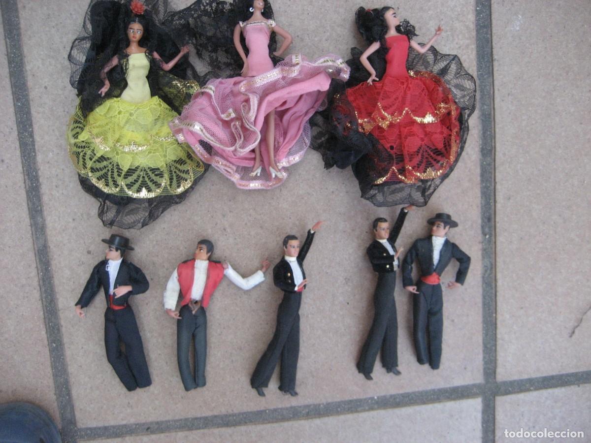 Figuras de goma y PVC: 8 mu&ntilde;ecas figuras flamencas , bailador Marin Grain Govisa ?