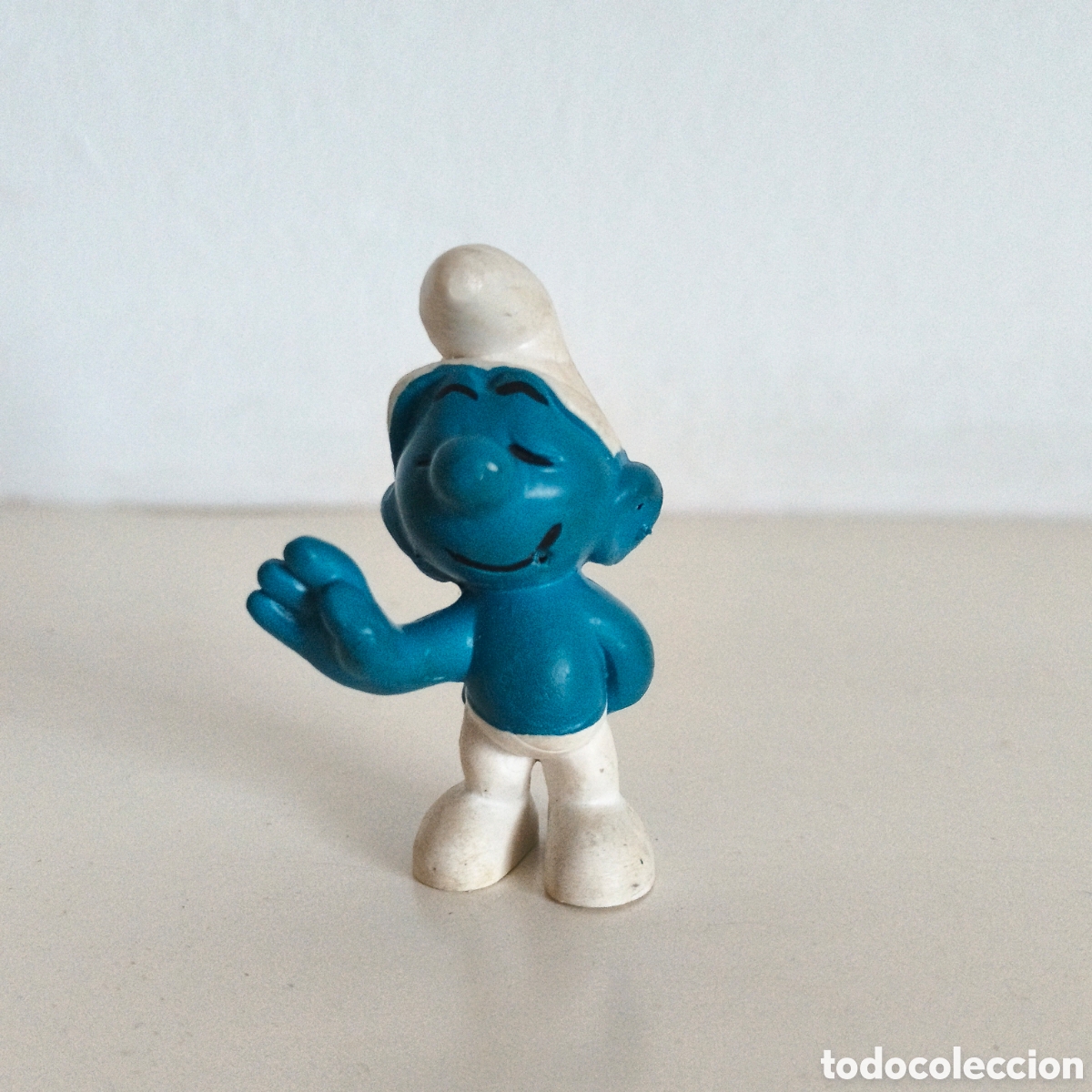 Figuras de goma y PVC: Pitufo t&iacute;mido, W. Germany, Peyo, 1 mod&eacute;lo escaso