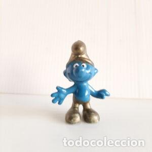 Figuras de goma y PVC: PUFFO BARBAPUFFO ORO GOLD MADE in Hong Kong anno 1965 - Gold Papa Smurf - Pap&aacute; Pitufo dorado