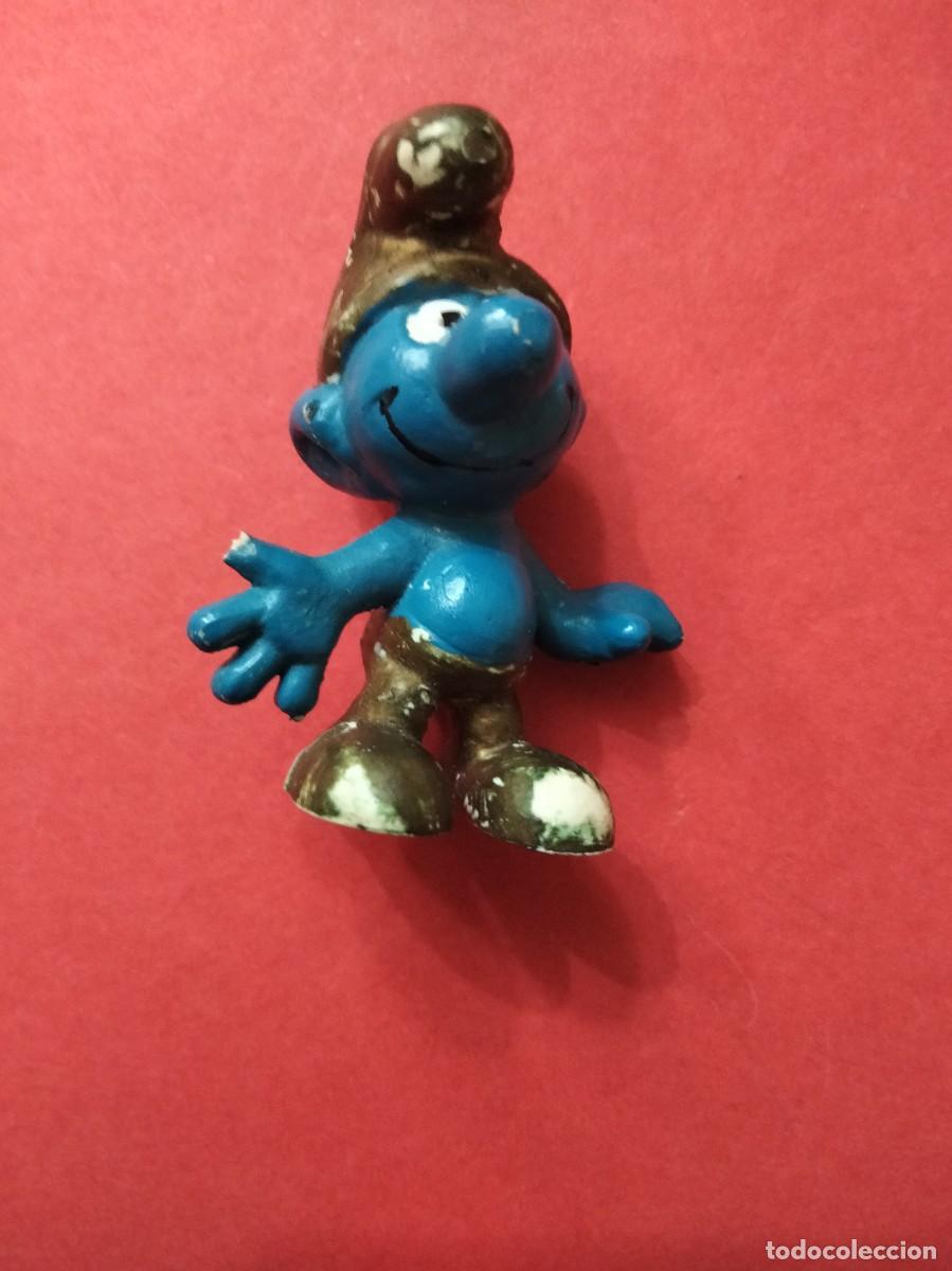 Figuras de goma y PVC: Figura Pitufo dorado PVC PEYO